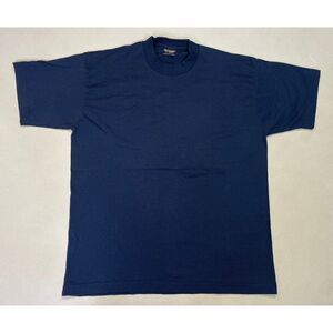 VINTAGE Fruit Of The Loom Blank T-shirt Men Large Blue USA 90s Single Stitch